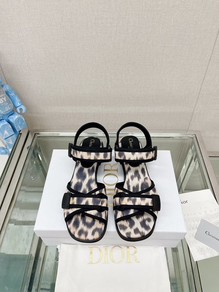 Dior leopard print velcro sandals