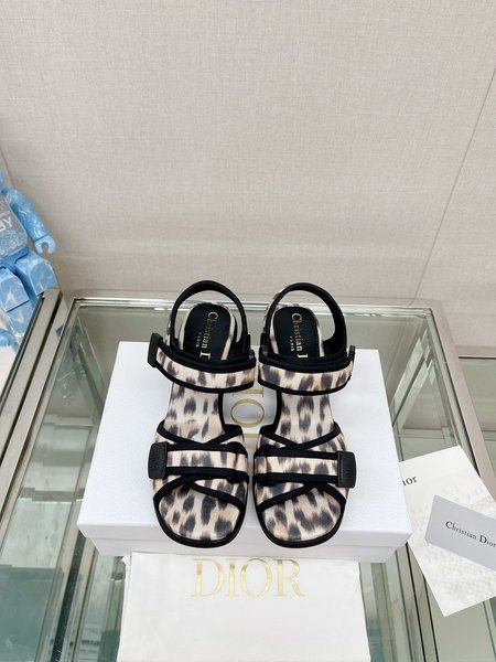 Dior leopard print velcro sandals