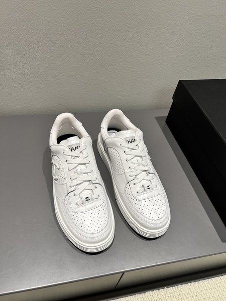 Chanel thick sole white shoes