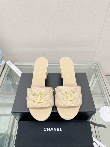 Chanel CC big gold buckle slippers