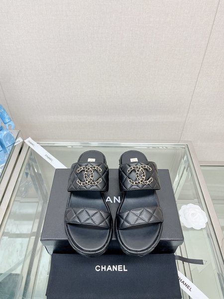 Chanel Thick sole double strap slippers