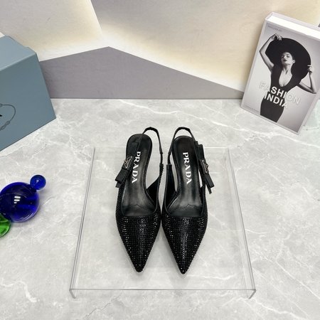 Prada Kitten Heels Women s Shoes with Pointed Toe and Hollow Ironing