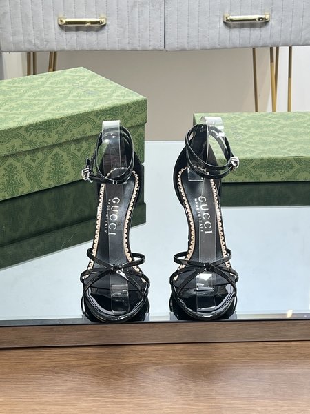Gucci rhinestone buckle stiletto strappy sandals