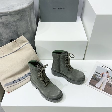 Balenciaga Denim lace-up martin boots