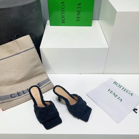 Bottega Veneta Plush woolen flat and high-heeled slippers