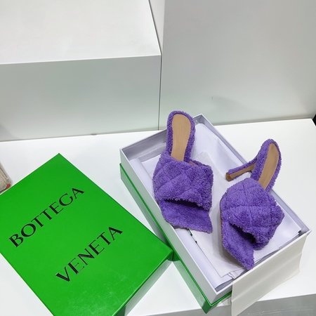 Bottega Veneta Plush woolen flat and high-heeled slippers