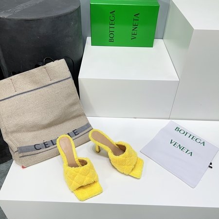 Bottega Veneta Plush woolen flat and high-heeled slippers