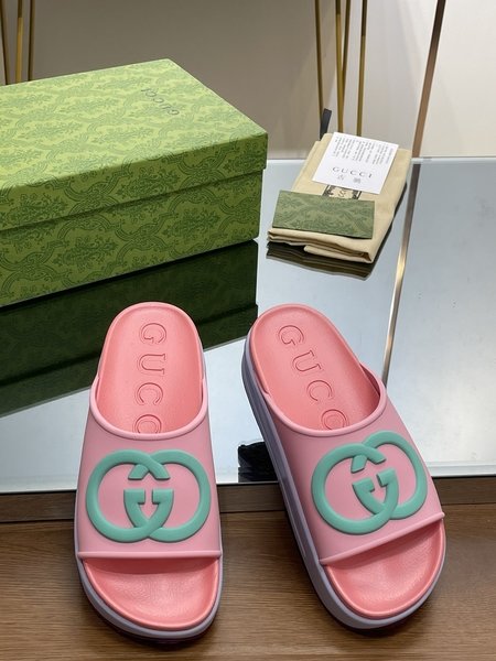 Gucci Thick-soled slippers, macaron jelly contrasting beach shoes