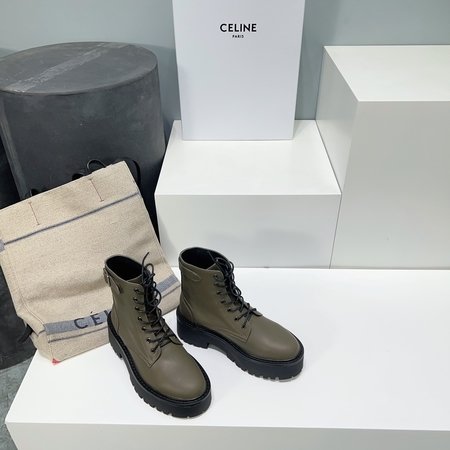 Celine Western cowboy style thick-soled lace-up motorcycle boots