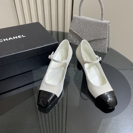 Chanel Velvet + patent leather ballet shoes