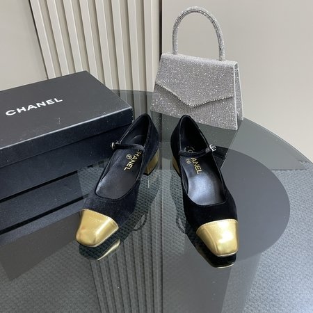 Chanel Velvet + patent leather ballet shoes