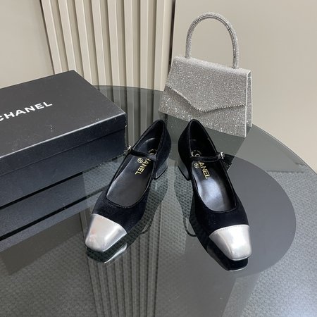 Chanel Velvet + patent leather ballet shoes