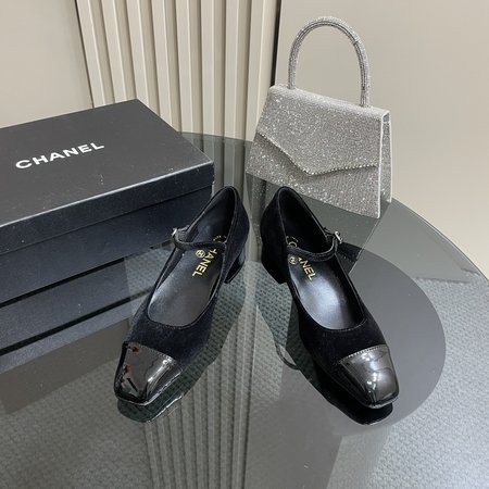 Chanel Velvet + patent leather ballet shoes