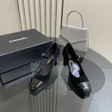 Chanel Velvet + patent leather ballet shoes