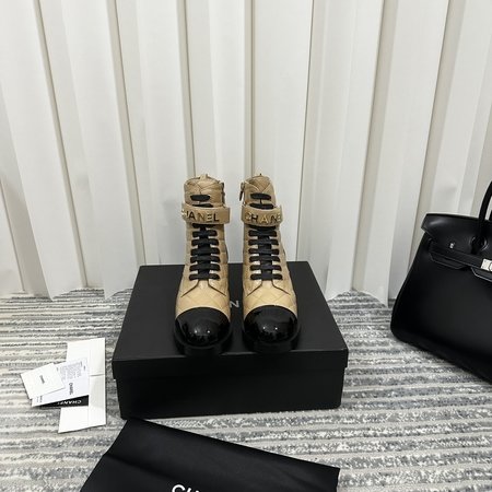 Chanel cowhide martin boots