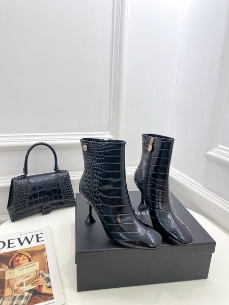 Chanel Classic crocodile pattern high heel boots