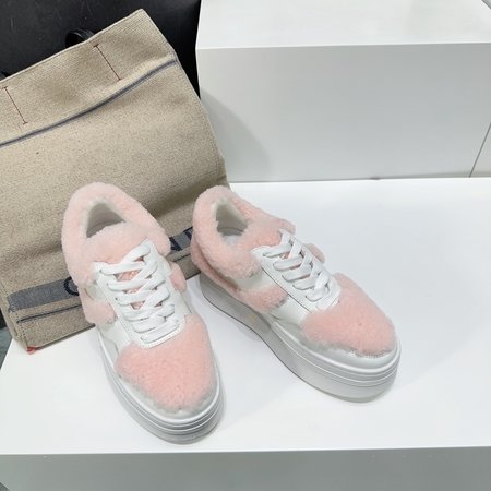 Celine Thick sole fur white casual shoes