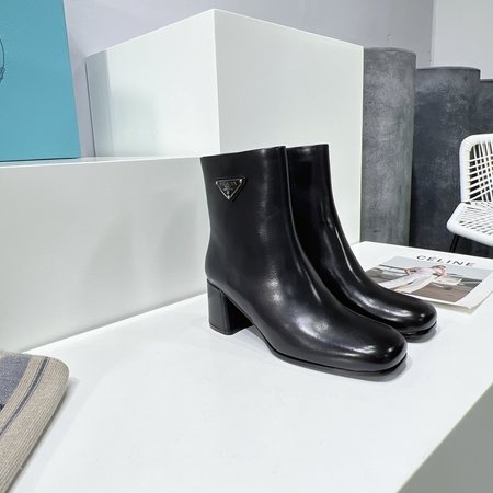 Prada thick heel glossy knight boots
