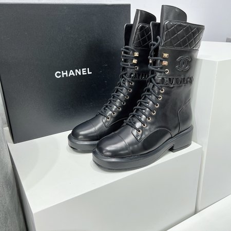 Chanel Thick-soled lace-up mid-calf boots