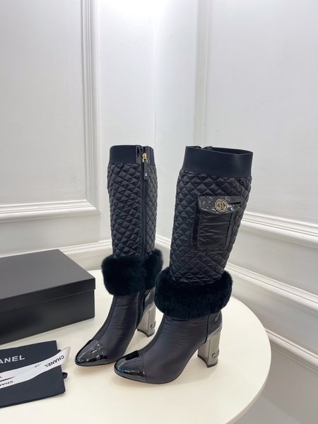 Chanel Classic plated heel down boots