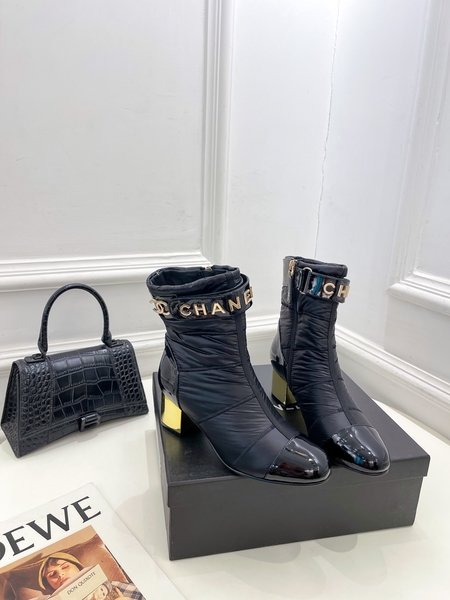 Chanel Classic plated heel down boots