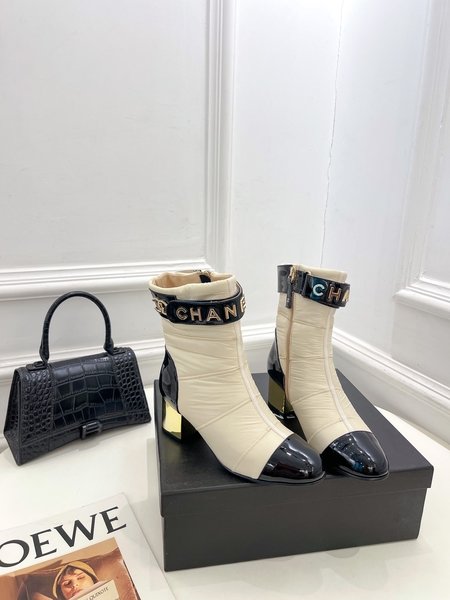 Chanel Classic plated heel down boots