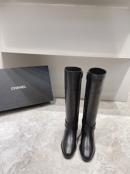 Chanel Cow leather fabric knight boots