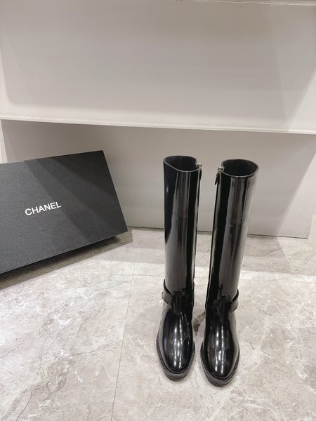 Chanel Cow leather fabric knight boots