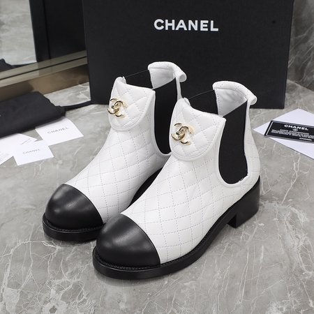 Chanel Diamond pattern CC buckle ankle boots