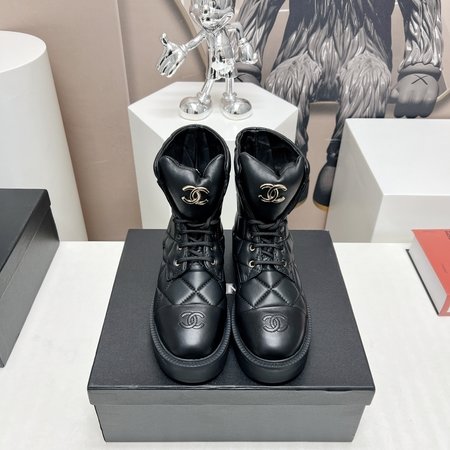 Chanel round toe letter boots