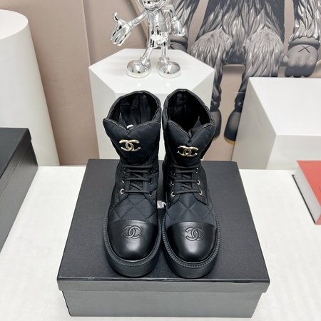 Chanel round toe letter boots