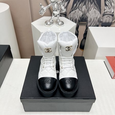 Chanel round toe letter boots