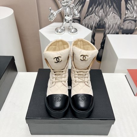 Chanel round toe letter boots