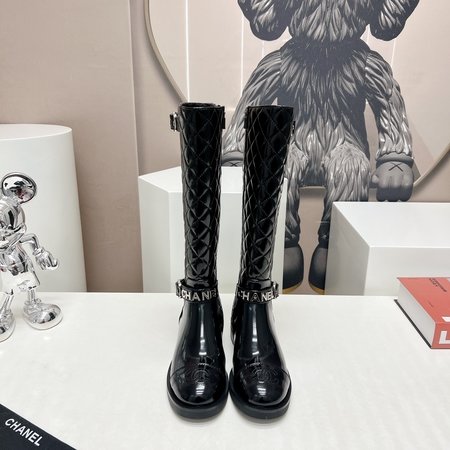 Chanel round toe letter boots