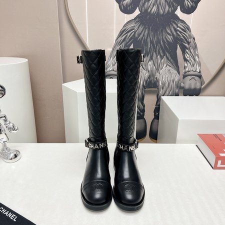 Chanel round toe letter boots