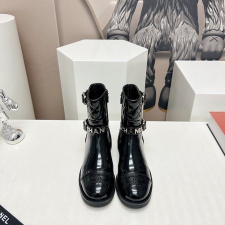 Chanel round toe letter boots