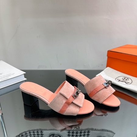 Hermes Classic Kelly buckle flat slippers thick heel slippers