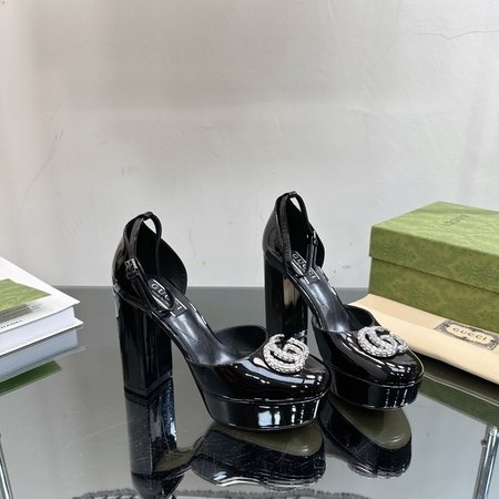 Gucci Spring and summer new double G diamond buckle waterproof platform high heels