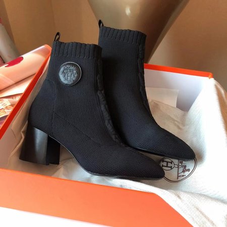 Hermes stretch block heel sock boots