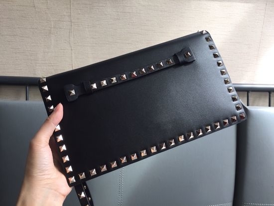Valentino Rocksud Gold Studs Leather Clutch 1318