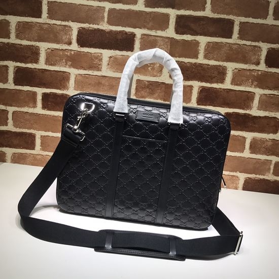 Gucci Large Bag Black Embossed Leather 451169