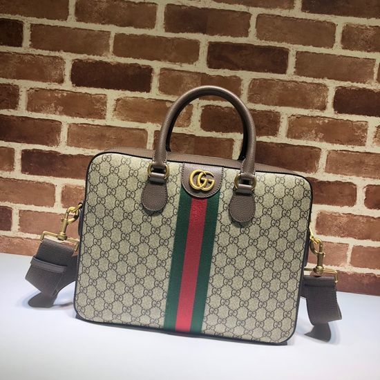 Gucci Tote Bag Coffee Red Green Strap 574793
