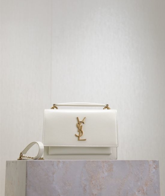 Yves Saint Laurent YSL Sunset Woc White Flap Crossbody Bag 533026