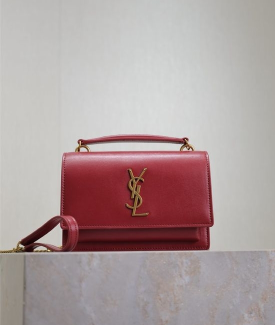 Yves Saint Laurent YSL Sunset Woc Burgundy Flap Crossbody Bag 533026