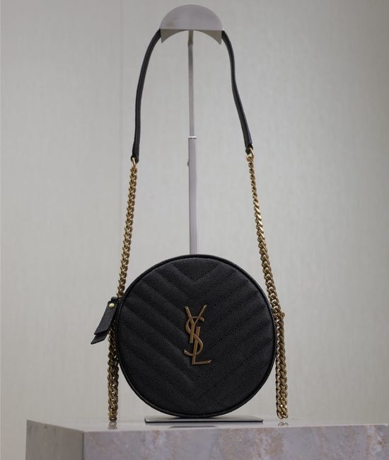 Yves Saint Laurent YSL VINYLE Small Round Bag 610436