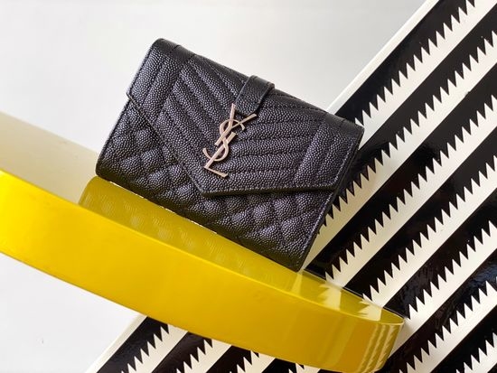 Yves Saint Laurent YSL Monogram Mix Matelasse Leather Small Envelope Wallet 651026
