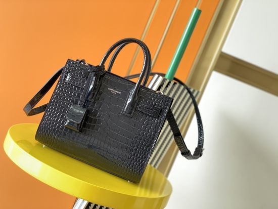 Yves Saint Laurent YSL Sac De Jour Crocodile Pattern Handbag 392035