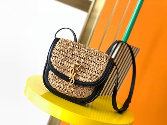 Yves Saint Laurent YSL Saddle Woven Leather Mixed Material Bag 619740