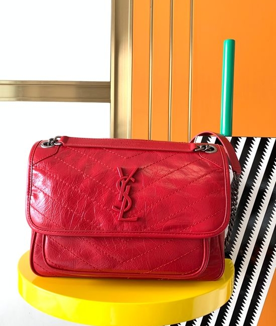 Yves Saint Laurent YSL Niki Cracked Leather Bag 653158 498894