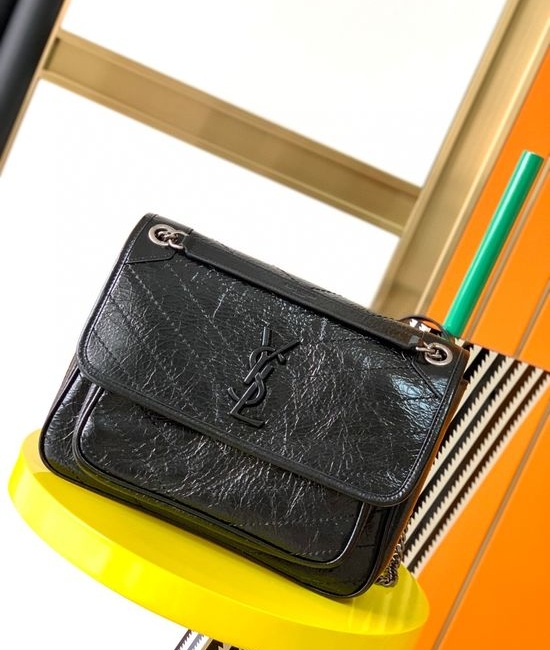 Yves Saint Laurent YSL Niki Crinkled Leather Bag 653158 498894